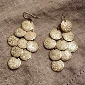 Long metal flower earrings